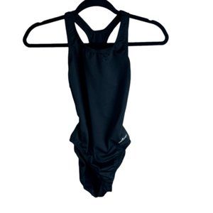 NWT Dolfin Womens One Piece Swimsuit Black Size S Racer Open Back Bathing Suit